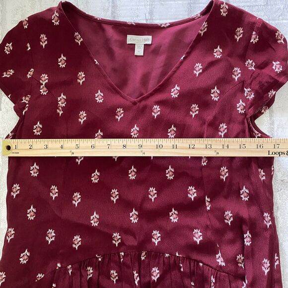 Garnet Hill V Neck Dropwaist Boho Style Cap Sleeve Summer Day Printed Dress Sz 4 - Picture 5 of 14